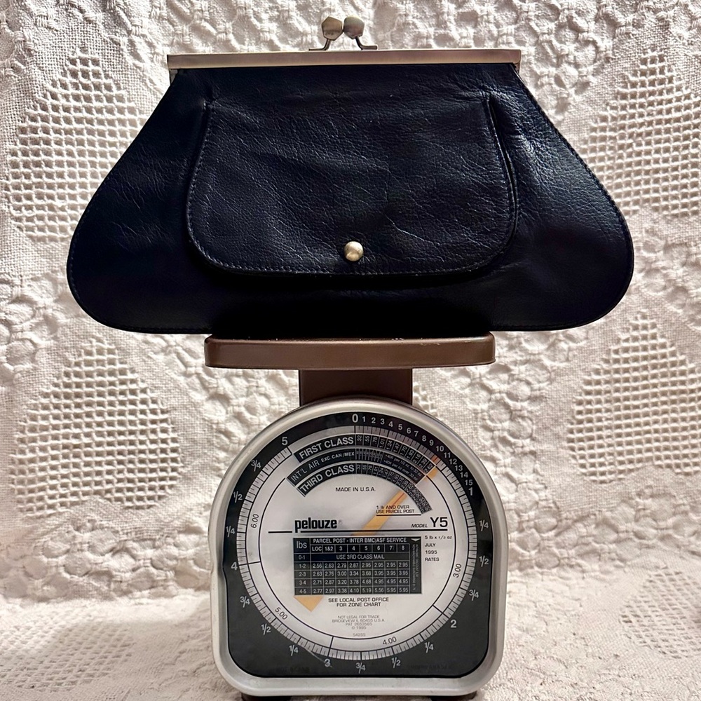 COPY - ZAC POSEN for Samsung Black Plush Leather Woman’s Clutch Kiss Lock - Picture 15 of 16